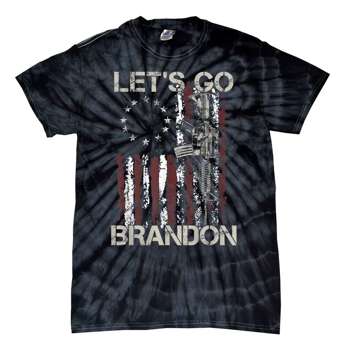 Lets Go Brandon Gun American Flag Patriots Let's Go Brandon Tie-Dye T-Shirt