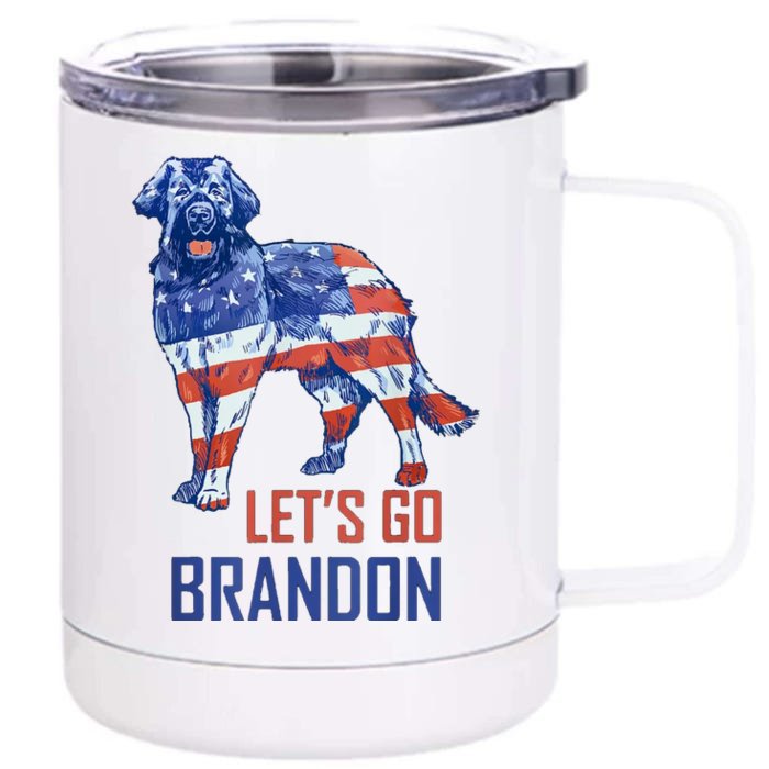 LetS Go Brandon Retro Dog Us Flag Funny Conservative Front & Back 12oz Stainless Steel Tumbler Cup