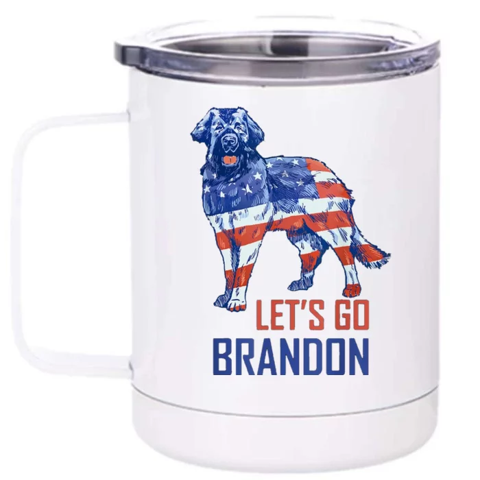 LetS Go Brandon Retro Dog Us Flag Funny Conservative Front & Back 12oz Stainless Steel Tumbler Cup