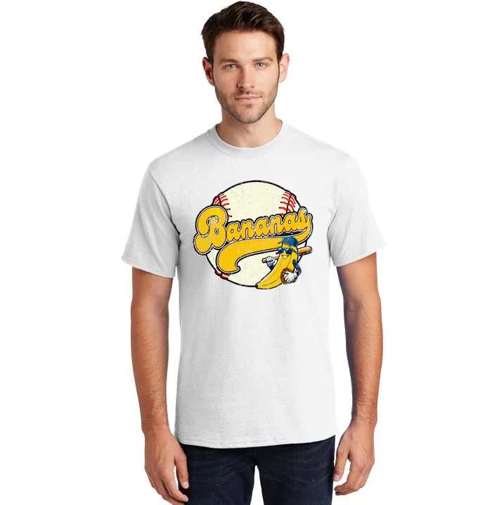 Lets Go Bananas Banana Playing Baseball Baseball Player Tall T-Shirt