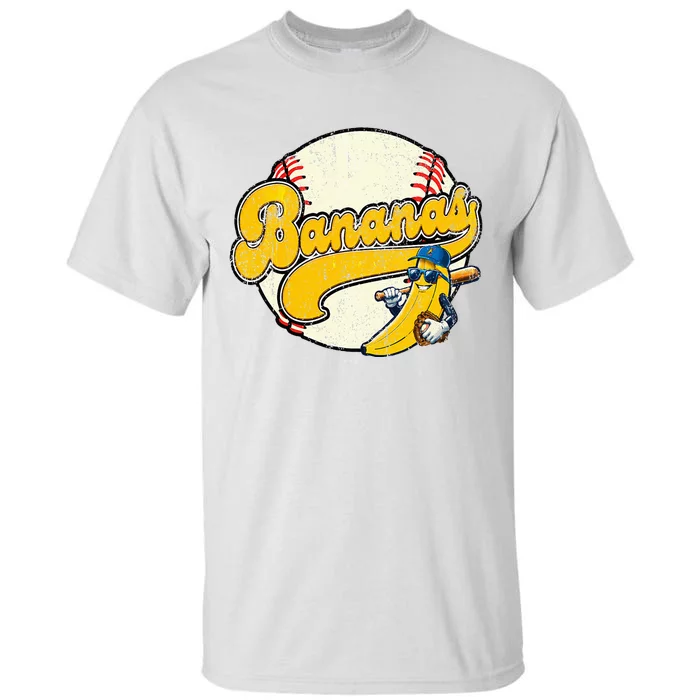 Lets Go Bananas Banana Playing Baseball Baseball Player Tall T-Shirt