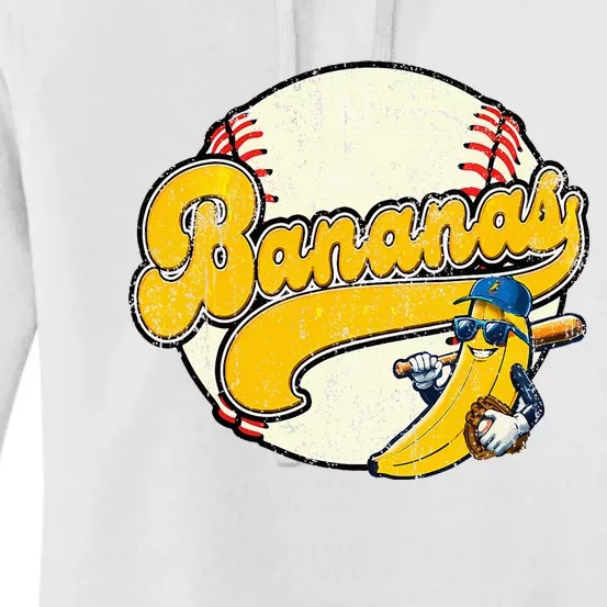 Lets Go Bananas Banana Playing Baseball Baseball Player Women's Pullover Hoodie