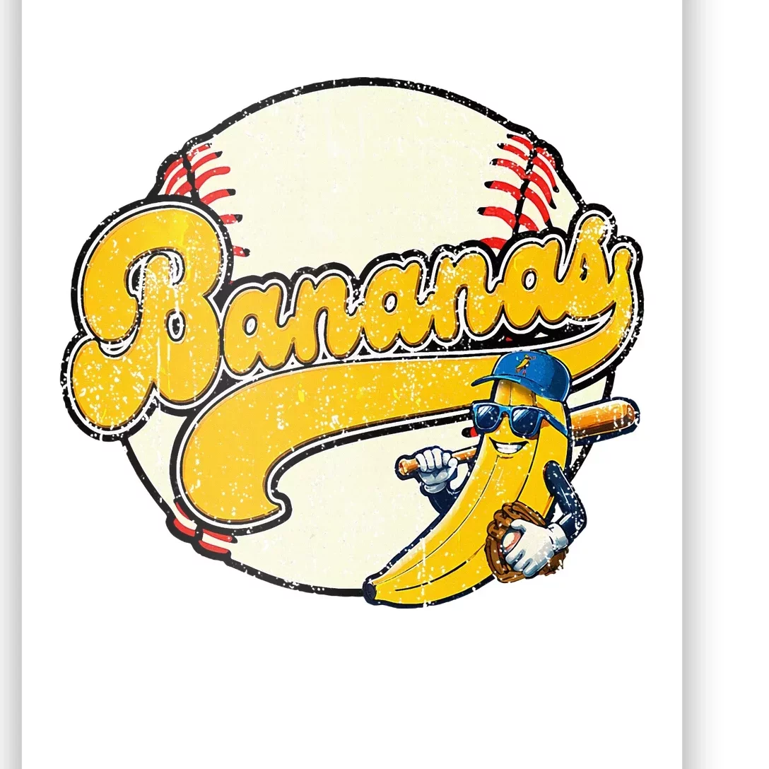 Lets Go Bananas Banana Playing Baseball Baseball Player Poster