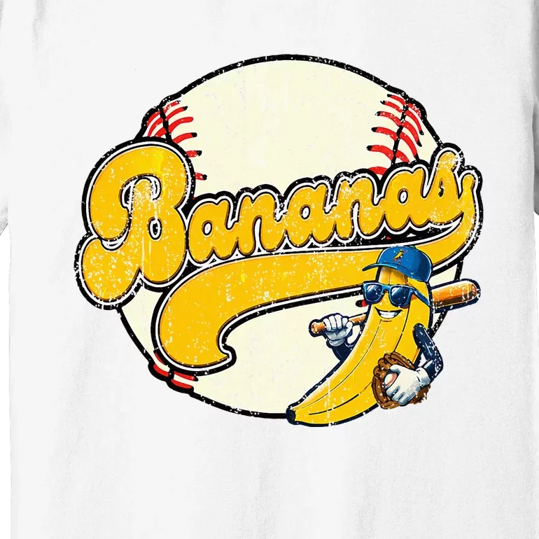 Lets Go Bananas Banana Playing Baseball Baseball Player Premium T-Shirt