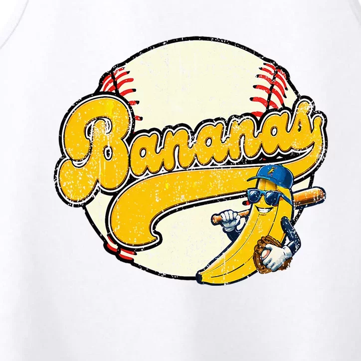 Lets Go Bananas Banana Playing Baseball Baseball Player Performance Tank