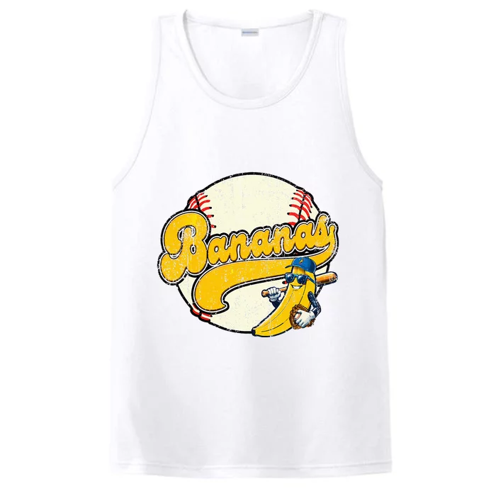 Lets Go Bananas Banana Playing Baseball Baseball Player Performance Tank