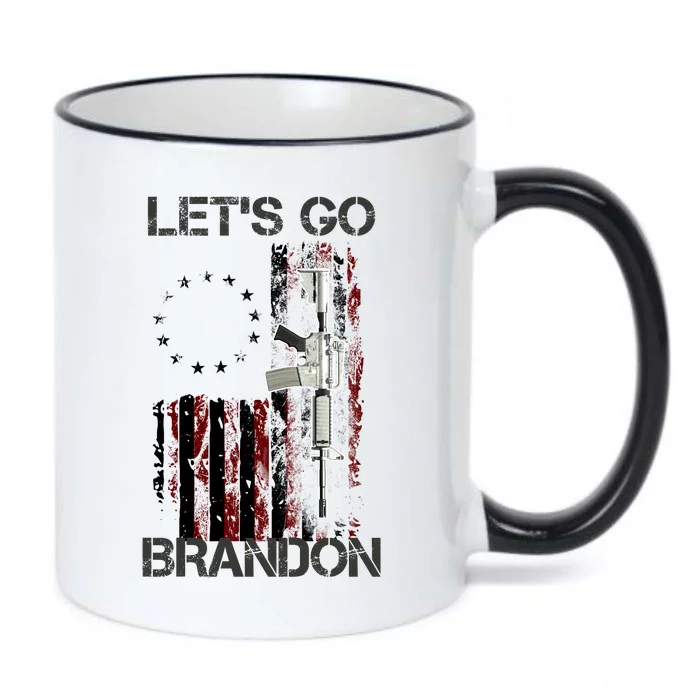 Let's Go Brandon Vintage American Flag Gun Rifle Black Color Changing Mug