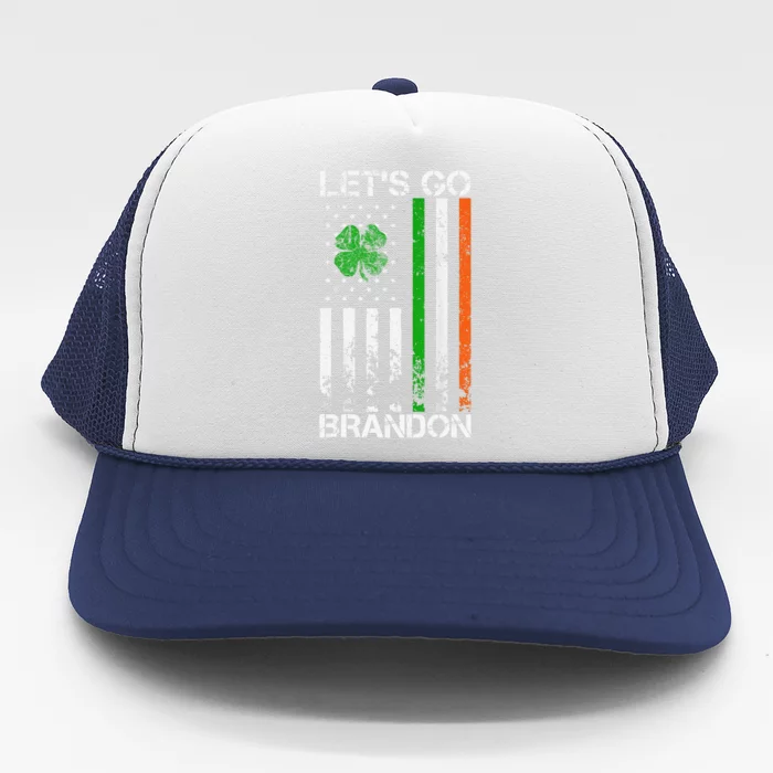 Lets Go Brandon St Patricks Day Irish American Flag Shamrock Love Trucker Hat