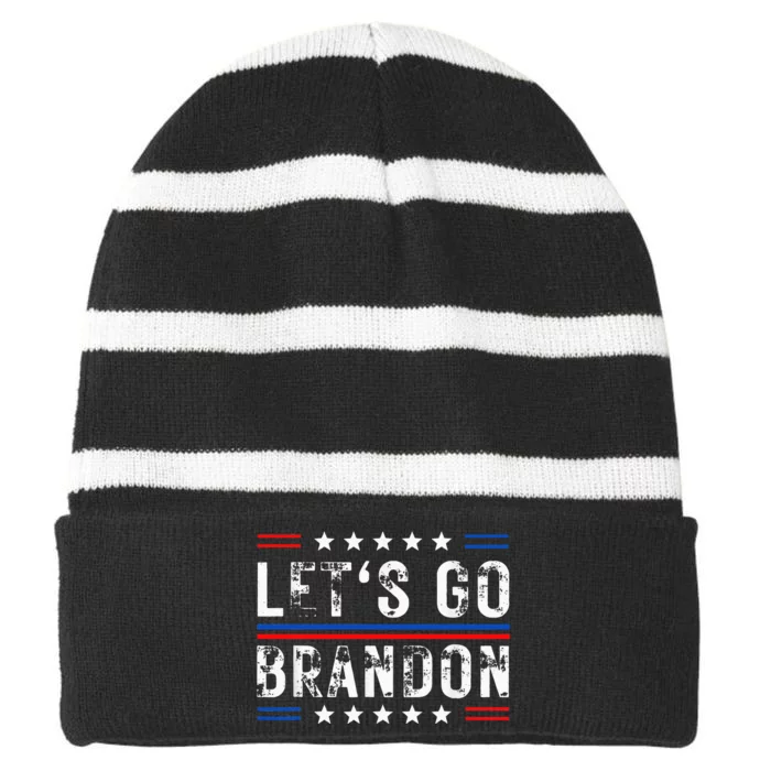 Lets Go Brandon Tee Funny Lets Go Brandon... Striped Beanie with Solid Band