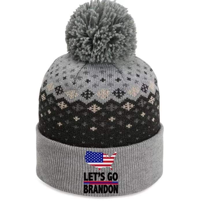 Let's Go Brandon USA American Flag Map The Baniff Cuffed Pom Beanie