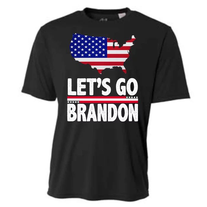 Let's Go Brandon USA American Flag Map Cooling Performance Crew T-Shirt