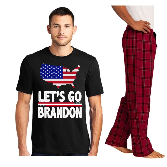 Let's Go Brandon USA American Flag Map Pajama Set