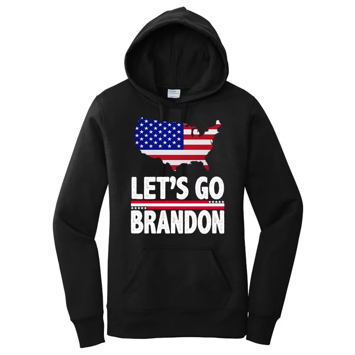 Let's Go Brandon USA American Flag Map Women's Pullover Hoodie