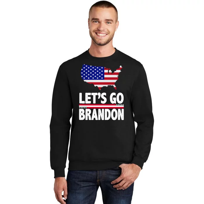 Let's Go Brandon USA American Flag Map Tall Sweatshirt