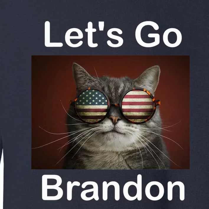 Let's Go Brandon Funny Cat With Sunglasses America Flag Toddler Sweatshirt