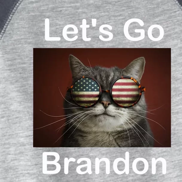 Let's Go Brandon Funny Cat With Sunglasses America Flag Toddler Fine Jersey T-Shirt