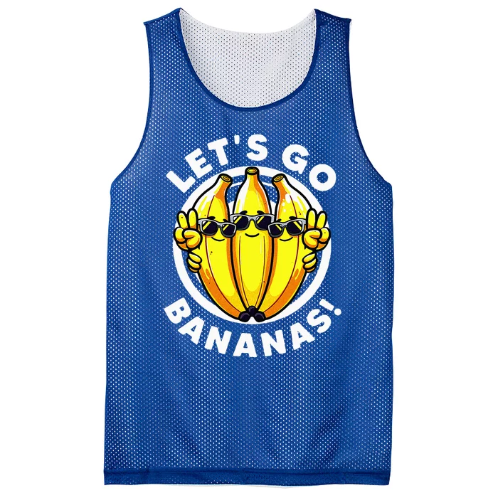 Lets Go Bananas Cute Yellow Banana Lover Fruit Mesh Reversible Basketball Jersey Tank