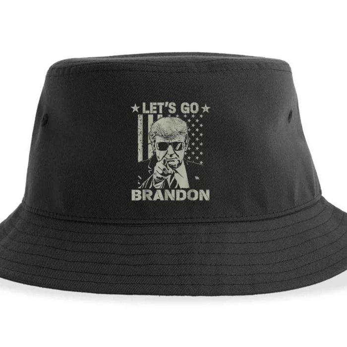 Let's Go Brandon US Flag Funny Donald Trump Sustainable Bucket Hat