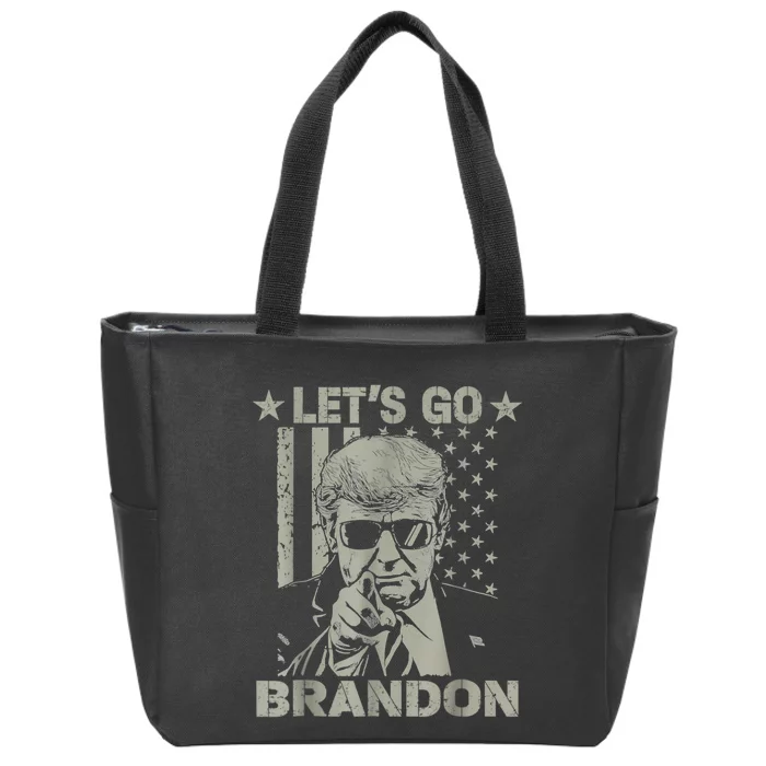 Let's Go Brandon US Flag Funny Donald Trump Zip Tote Bag