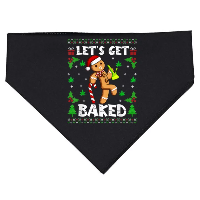 LetS Get Baked Gingerbread Man Weed Funny Christmas Cookie USA-Made Doggie Bandana