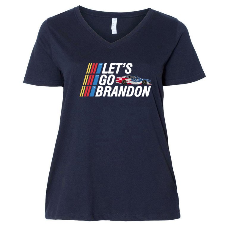 Let's Go Brandon Racing ORIGINAL Women's V-Neck Plus Size T-Shirt