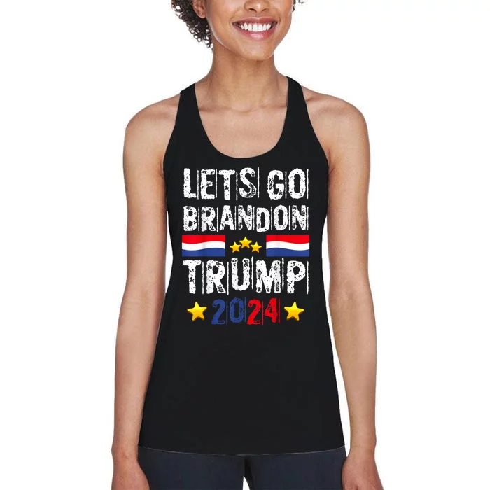 Lets Go Brandon Trump 2024 Anti Liberal Us Flag Women's Racerback Tank