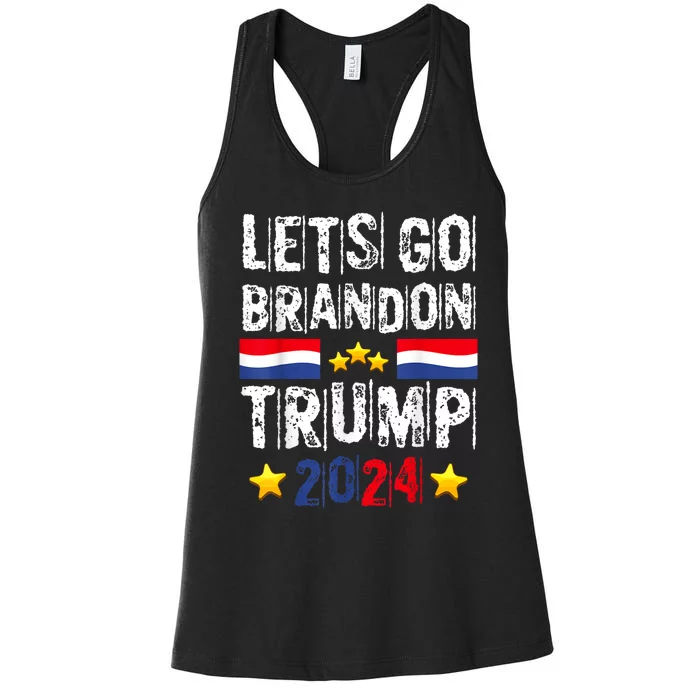 Lets Go Brandon Trump 2024 Anti Liberal Us Flag Women's Racerback Tank