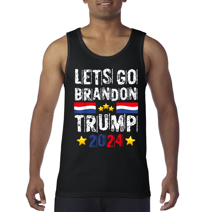 Lets Go Brandon Trump 2024 Anti Liberal Us Flag Tank Top