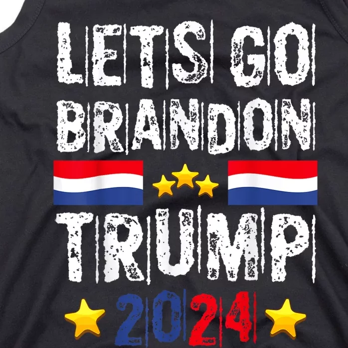 Lets Go Brandon Trump 2024 Anti Liberal Us Flag Tank Top