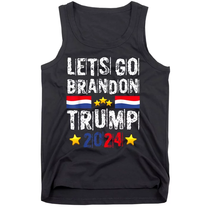 Lets Go Brandon Trump 2024 Anti Liberal Us Flag Tank Top