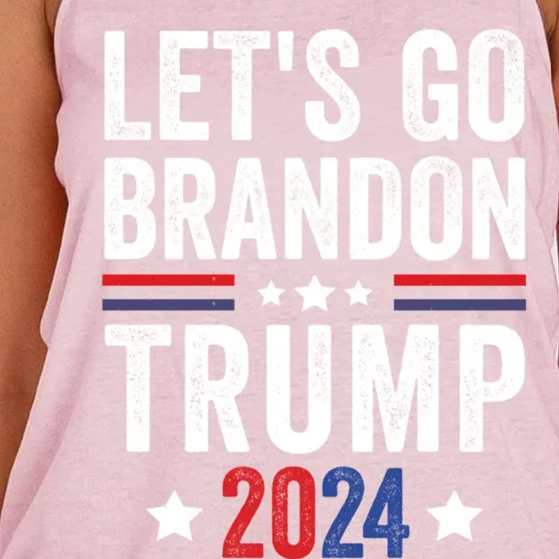 LetS Go Brandon Trump 2024 Anti Liberal Us Flag Great Gift Women's Knotted Racerback Tank