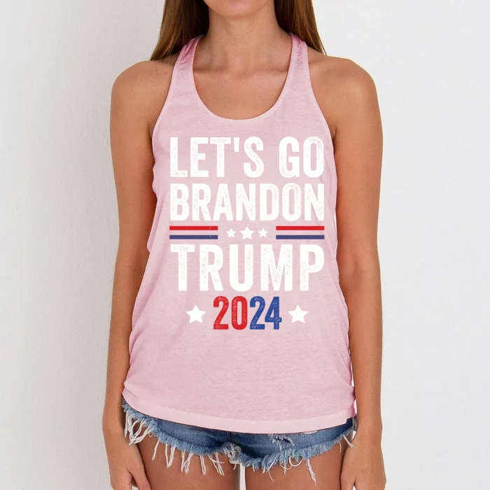 LetS Go Brandon Trump 2024 Anti Liberal Us Flag Great Gift Women's Knotted Racerback Tank