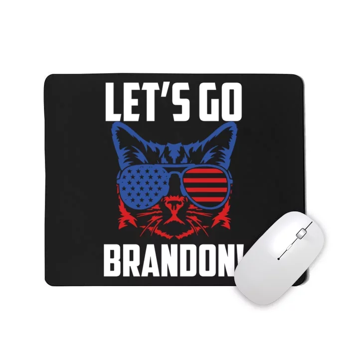 Let’s Go Brandon Cat Conservative American Flag Mousepad