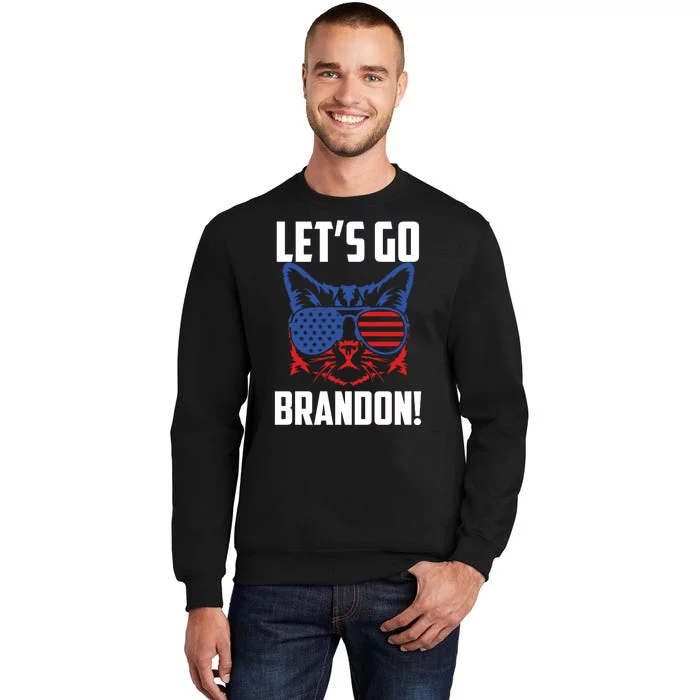 Let’s Go Brandon Cat Conservative American Flag Tall Sweatshirt