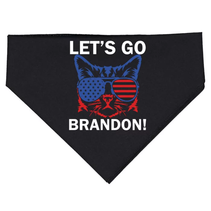 Let’s Go Brandon Cat Conservative American Flag USA-Made Doggie Bandana