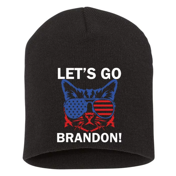 Let’s Go Brandon Cat Conservative American Flag Short Acrylic Beanie