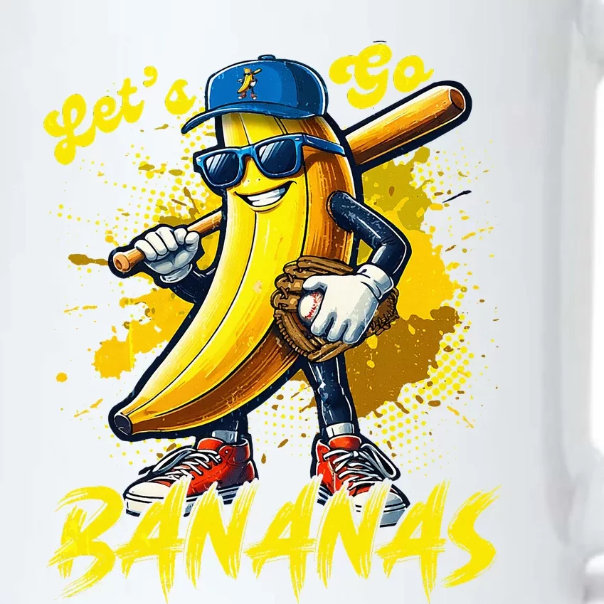 Lets Go Bananas Banana Playing Baseball Baseball Player Gift Black Color Changing Mug