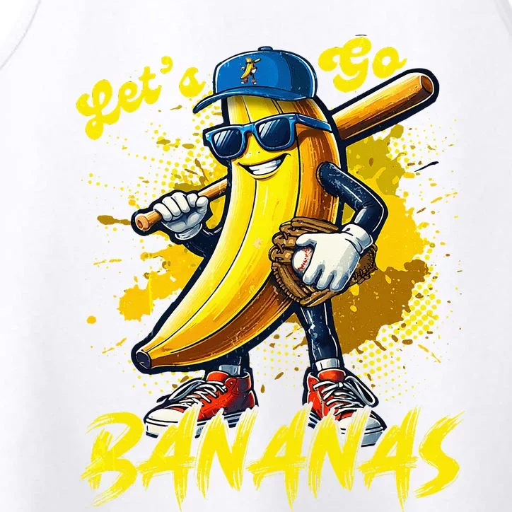 Lets Go Bananas Banana Playing Baseball Baseball Player Gift Performance Tank