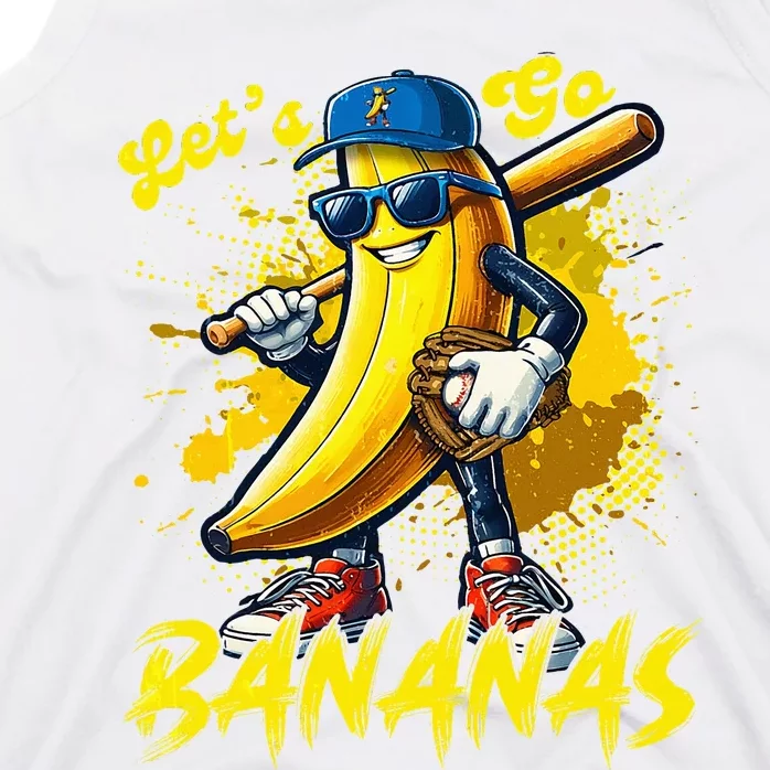 Lets Go Bananas Banana Playing Baseball Baseball Player Gift Tank Top