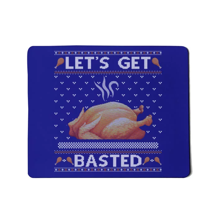 LetS Get Basted Turkey Fall Vibes Ugly Thanksgiving Sweater Funny Gift Mousepad