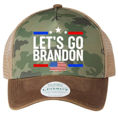 Let's Go Brandon Distress USA Flag FJB Chant Legacy Tie Dye Trucker Hat