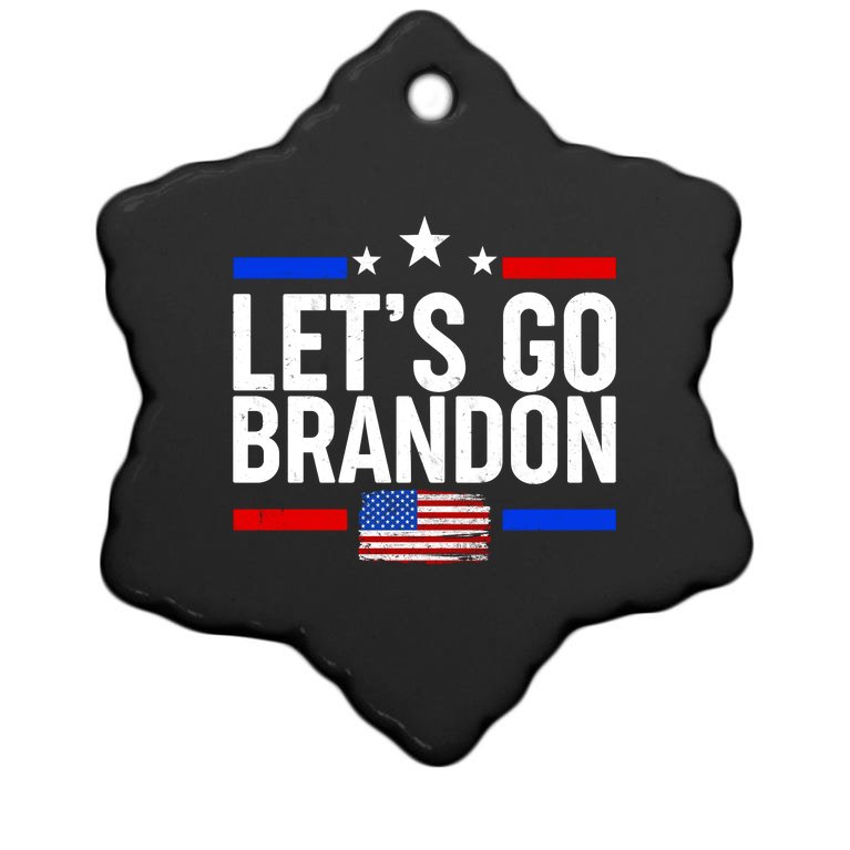 Let's Go Brandon Distress USA Flag FJB Chant Christmas Ornament