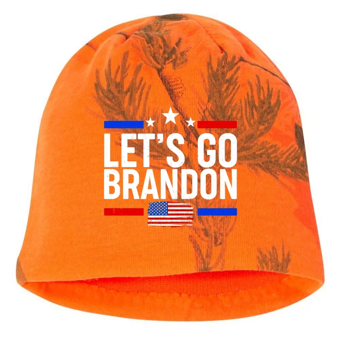 Let's Go Brandon Distress USA Flag FJB Chant Kati - Camo Knit Beanie