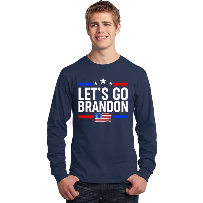 Let's Go Brandon Distress USA Flag FJB Chant Long Sleeve Shirt