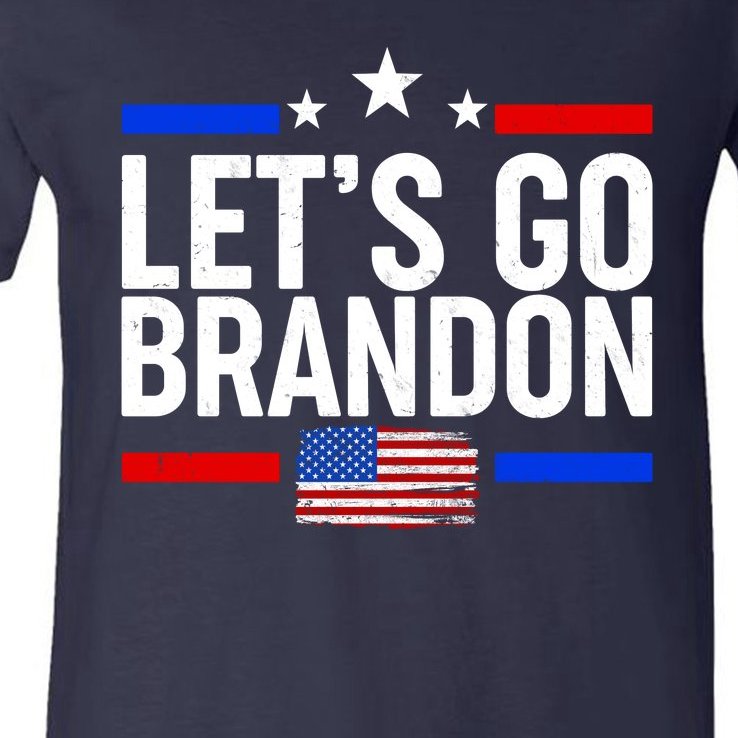 Let's Go Brandon Distress USA Flag FJB Chant V-Neck T-Shirt