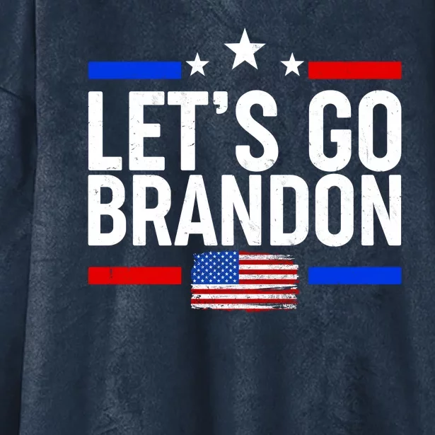 Let's Go Brandon Distress USA Flag FJB Chant Hooded Wearable Blanket