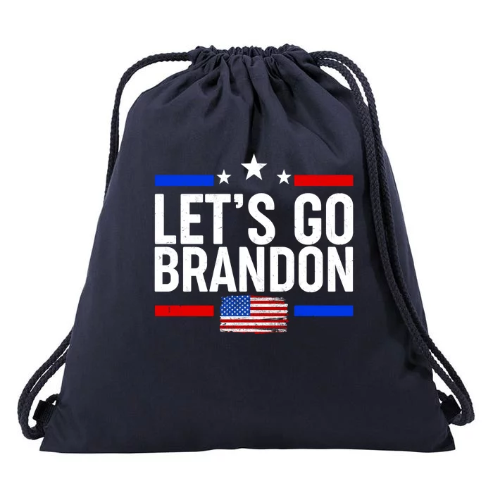 Let's Go Brandon Distress USA Flag FJB Chant Drawstring Bag