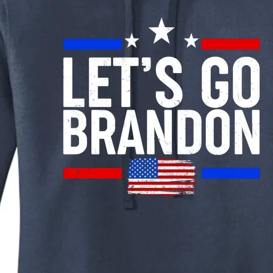 Let's Go Brandon Distress USA Flag FJB Chant Women's Pullover Hoodie