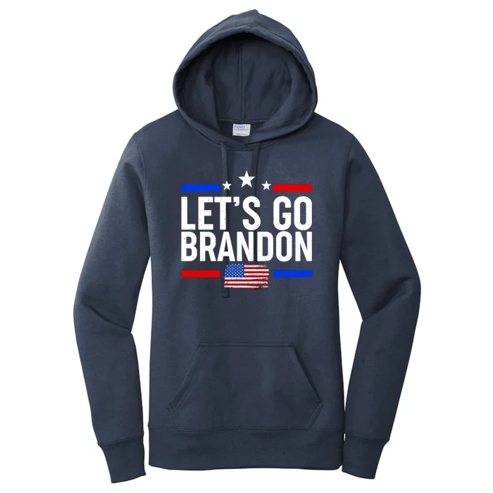 Let's Go Brandon Distress USA Flag FJB Chant Women's Pullover Hoodie