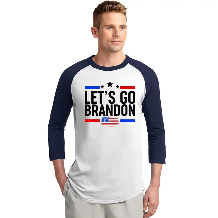 Let's Go Brandon Distress USA Flag FJB Chant Baseball Sleeve Shirt